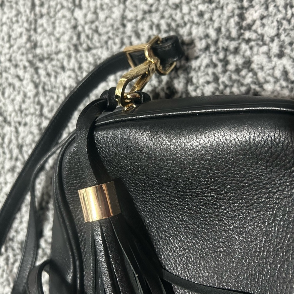 Mario Valentino Black Crossbody Leather Bag with Gold Accents Made In Italy - Picture 11 of 13